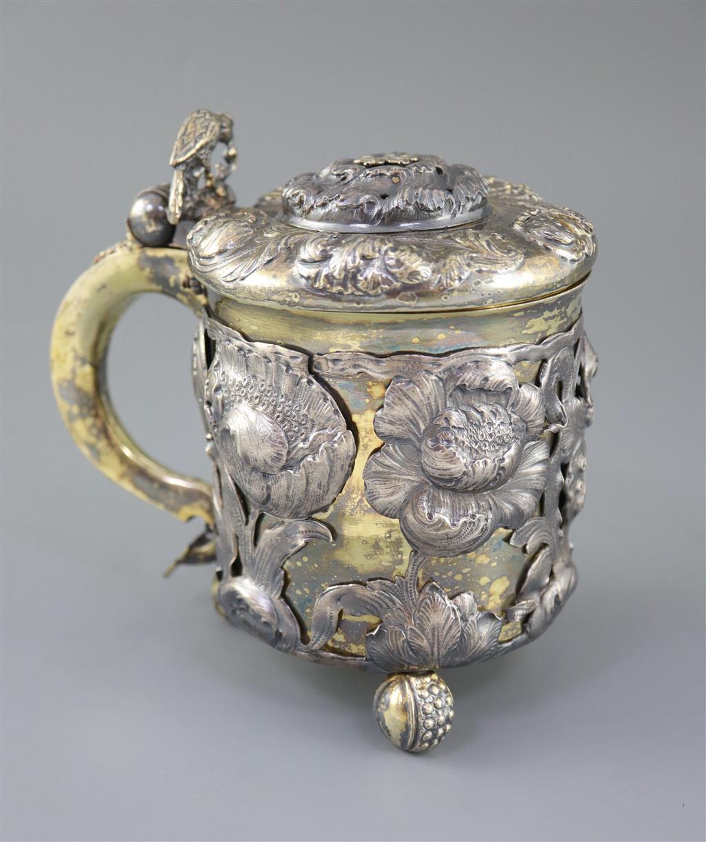 A late 18th/early 19th century Norwegian parcel gilt silver peg tankard,
